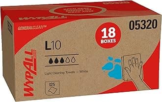 GeneralClean L10 Cloths Light Cleaning Wipes (05320), Pop-Up Box, Bulk Paper Wipers, White (18 Packs of 125 Sheets, 2,250 Sheet Total)