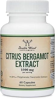 Citrus Bergamot Supplement, 1000mg, 60 Capsules - Supports Healthy Cholesterol & Triglyceride Levels - 1,000mg Servings (Bergamonte Standardization) by Double Wood
