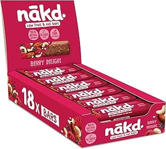 NAKD Berry Delight Raw Fruit & Nut Bars 100% Natural Ingredients No Added Sugar 18 x 35g