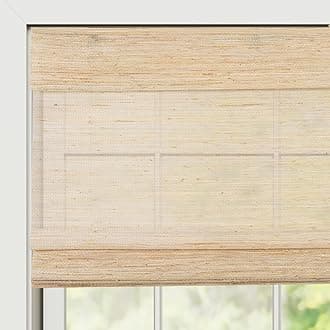 Bamboo Roman Shades, Cordless Custom Woven Wood Shade, Natural Light Filtering Natural Bamboo Shades for Doors, Indoor Windows