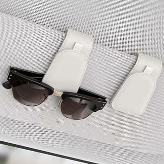 Sotfamily Sunglass Holder for Car Visor, Suede Cloth Magnetic Sunglass Organizer for Car Accessories, 2 Packs, White