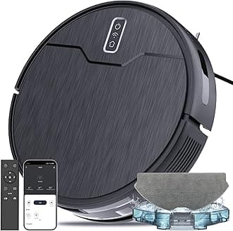 Robot Vacuum and Mop Combo, Robot Vacuum Cleaner, 6 Cleaning Modes, Large Capacity Water Tank Dustbin, Self-Charging, WiFi/App/Alexa, Ideal for Hard Floor, Carpet, Pet Hair