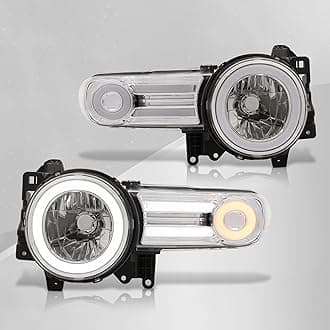 AJP Distributors LED DRL Halo Projector Headlights Headlamps Assembly Driver + Passenger Pair Set Compatible/Replacement For FJ Cruiser 2007 2008 2009 2010 2011 2012 2013 2014 07 08 09 10 11 12 13 14