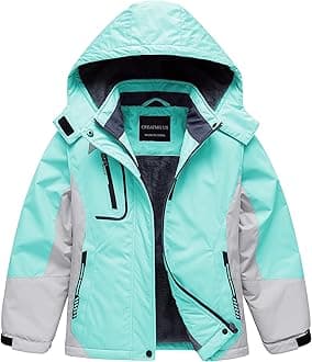 CREATMO US Girl's Waterproof Ski Jacket Warm Winter Snow Coat Windproof Snowboarding Rain Jacket