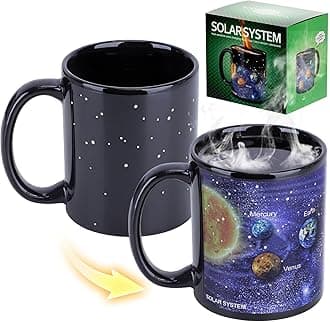 Antner Heat Changing Solar System Coffee Mug 12oz Magic Heat Sensitive Color Changing Ceramic Cup, Hand Wash Only, Astronomy Gifts for Men Women