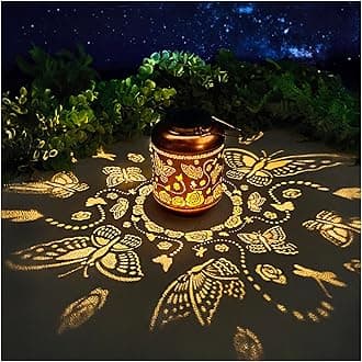 TIGGSY Solar Lanterns Outdoor Waterproof Hanging Solar LED Butterfly Gifts for Women Men Metal Decorative Lanterns for Yard, Patio, Lawn, Table, Pathway, Landscape, Garden Decor