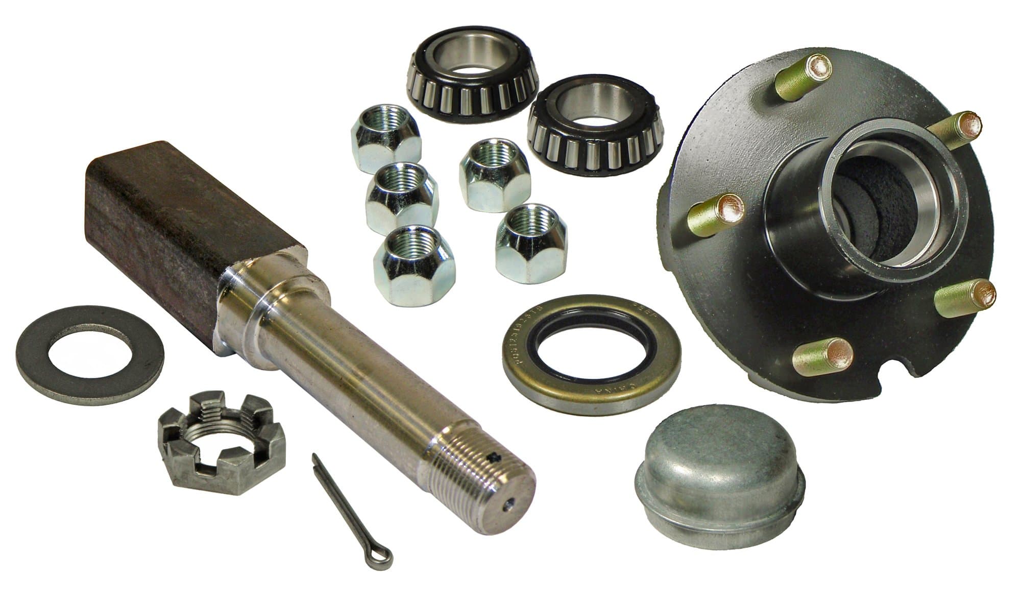 RIGID HITCH INCORPORATED Single - 5-Bolt on 4-1/2 Inch Hub Assembly (SQ-2000545) Includes (1) Square Stock 1 Inch Straight Spindle & Bearings