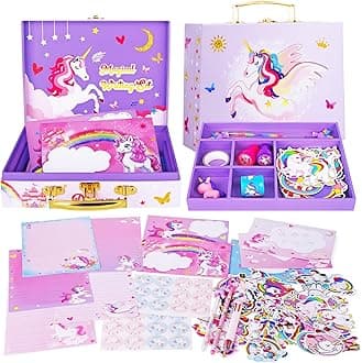 TCJJ Unicorn Stationery Set for Girls, Ages 5-12 - Art Craft Toys, Letter Writing Set - Christmas & Birthday Gifts