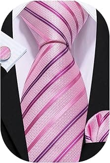 Stripe Men Ties Set Classic WOVEN Necktie with Handkerchief Cufflinks Formal