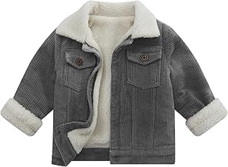 Toddler Boy Winter Thick Corduroy Coat Baby Boys Sherpa Lined Jacket Outwear
