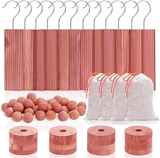 Homode Cedar Blocks for Clothes Storage, Cedar Chips for Closets and Drawers, Aromatic Cedar Wood Balls and Cedar Sachets, Cedar Closet Freshener, 80 Pack