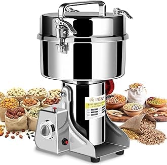 Grain Mill Grinder 2000g High Speed Food Grain Mill Stainless Steel Seeds Flour Nut Pill Wheat Corn Herbs Spices & Seasonings Dry Grinder Electric Machine Grinder for Kitchen