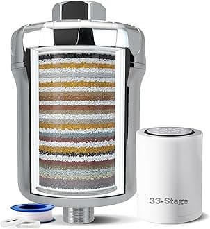 Ispring, 15-Stage High Output Universal Shower Filter With Replaceable Cartridge, Chrome, SF1S
