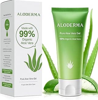 Aloe Vera Gel Made within 12 Hours of Harvest with 99% Pure Organic Aloe Vera, Easy Travel Size Tube for Body, Face, & Scalp, Cooling & Soothing Support for Skin & Sunburn - 1.5oz