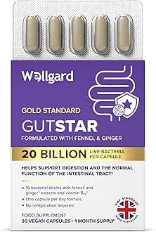 – Wellgard Gutstar Probiotics - 16 Strain Probiotics for Gut Health with Fennel and Ginger, Vegan, UK Made