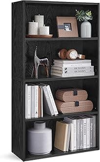 Custos Collection - Bookshelf, 4-Tier Bookcase, Book Shelf, Open Storage Shelf, 9.4 x 23.6 x 42.4 Inches, for Living Room, Home Office, Dinning Room, Ebony Black ULBC164T56