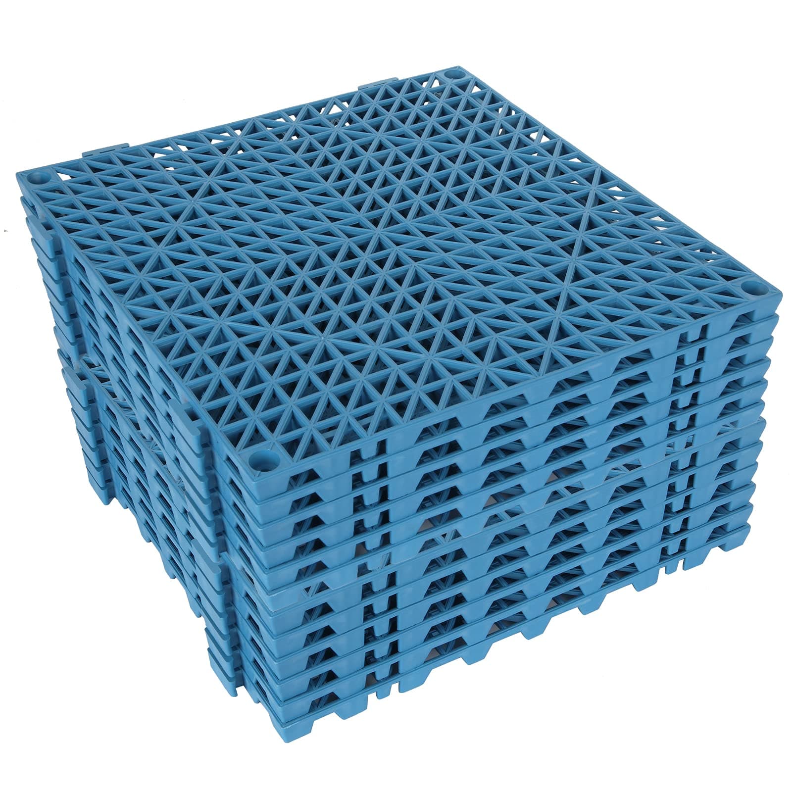 12 Pack Interlocking Floor Cushion Rubber Tile Mats 12" x 12" Non-Slip Shower Mat Rubber Outdoor Tiles Pool Mats for Floor, Drain, Patio, Balcony, Yard, Deck (Blue)