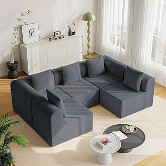 wanan 146'' Modular Sectional Couches for Living Room with Deep Seat, L-Shape Cloud Sofa Couch, High Density Memory Foam, Boneless Upholstered Couches, Easy Assembly(Dark Gray, 5 Seats)
