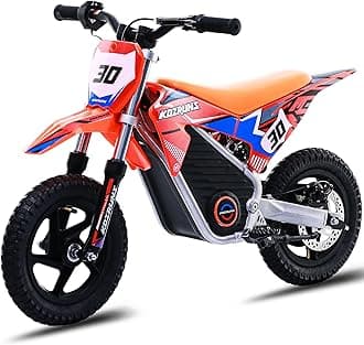 36V Electric Dirt Bike for Kids Aged 3-8, Brushless 250W Racing Grade Electric Motorcycle, Up to 15.5MPH & 3 Speed Settings, Safe Disc Brakes, 12'' Off-Road Knobby Tires, Orange