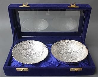 Dekor World Silver Plated Floral Carved Bowl Set