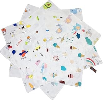 CLUZE Double Layered Cotton Handkerchief For Women, Girls, Kids/Pure Cotton Face Towel, Printed Hanky (White) (25x25 cm)