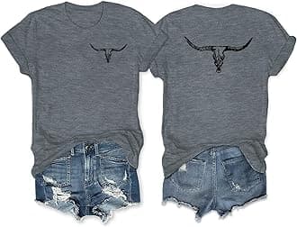 Anbech Womens Western Graphic Cowgirls Shirt Rodeo Print Tops Short Sleeve Cowboy Tops