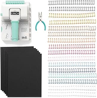 Mini Cinch Bundle Includes Book Binding Machine, 16 Wires, Wire Cutters, and Six Black Bookboards, Easy to Use Design, Ruler, Wire or Spiral Coils, DIY Books, Notebooks, Calendars