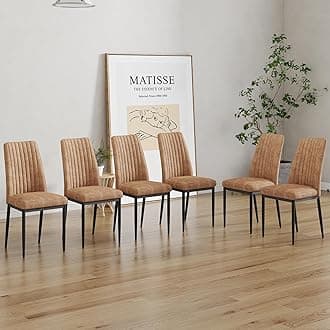 Dining Chairs Set of 6, Modern Dining Room Chair Set for 6,Brown Leathaire Upholstered Dining Chairs Set of 6, Sillas De Comedor Chair for Dining Room, Kitchen,Living Room