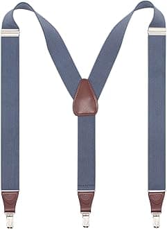 BiotertiMen’s Y-shape 1.4 Inch Suspender -3 Metal Clips, Elastic Straps