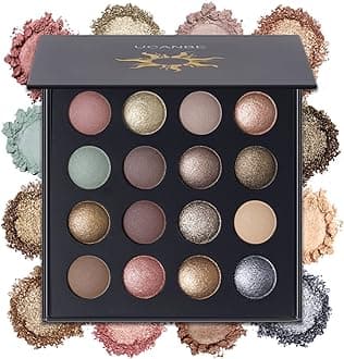UCANBE Baked Eyeshadow Makeup Palette with Hidden Gems, 16 Colors Nude Eye Shadow with Matte Glitter Metallic Shimmer, Highly Pigmented Long Lasting Make Up Pallet