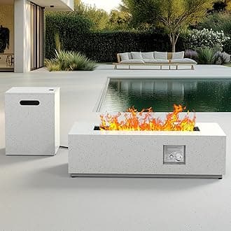 Silonn 43Inch Propane Fire Pit, 50000 BTU Outdoor Gas Fire Pit Table with CSA Certification, Glass Rocks, Rectangular Heater for Patio, Backyard, Deck, Balcony, with Waterproof Cover & Adjustable Legs