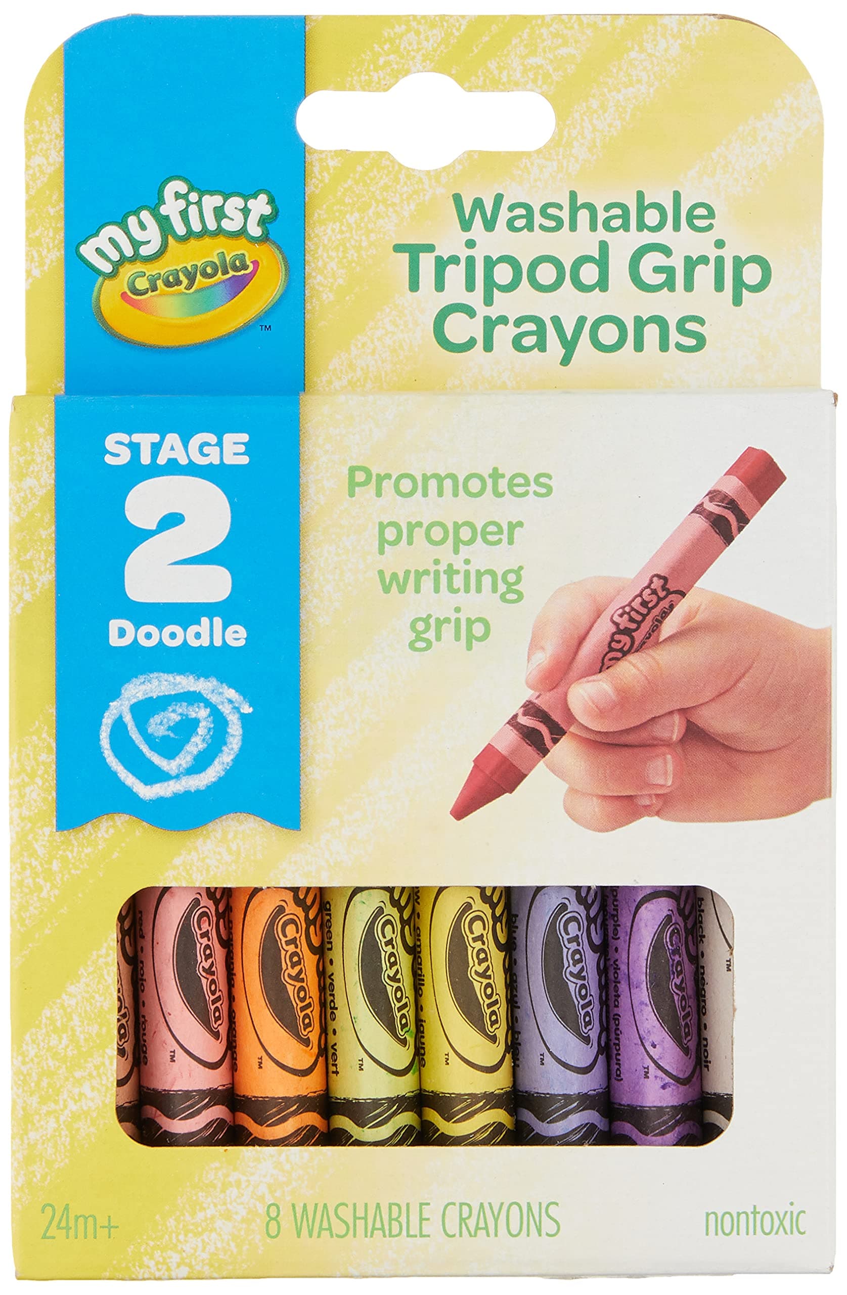 Crayons Tripod Grip 8/PKG, Assorted, One Size