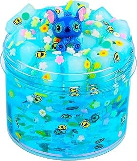 Blue Jelly Cube Crunchy Slime, Soft Non-Stick Clear Crystal Slime, Stress Relief Toy for Girls and Boys, for Kids Party Favors Gifts Ideas, Birthday Gifts