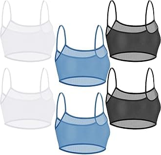 6 Pcs Summer Women Mini Tanning Bikini Sheer Tank Tops See Through Stretch Crop Top Sleeveless Mesh for Beach