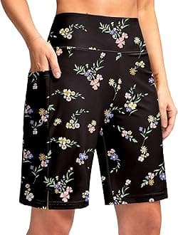 G Gradual Women's 9" Long Swim Board Shorts with Pockets High Waisted Knee Length Beach Swimming Shorts for Women with Liner