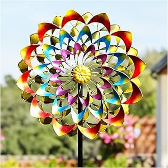Wind Spinners Outdoor for Yard and Garden Large, Metal Wind Spinners & Wind Sculptures 84 inch, Birthday Gift for Women Family Garden Decor(Colorful)