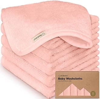 6-Pack Baby Washcloths – Soft Absorbent Viscose from Bamboo Washcloths for Face, Body, Baby Towels for Newborn, Kids, Toddlers, Infant,Gentle on Sensitive Skin,10x10 Reusable Face Towels(Blush Pink)