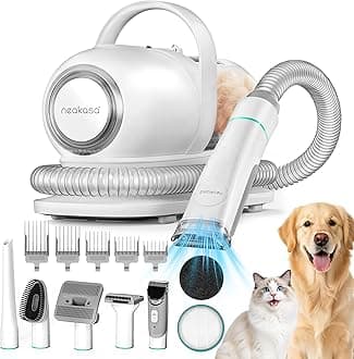 Neakasa P1 Pro Self Cleaning Dog Cat Grooming Kit with Vacuum Suction 13000 Pa, Professional Grooming Clippers Thick Short Long Hair, 5 Proven Grooming Tools, Shedding, Brush for Dogs Cats