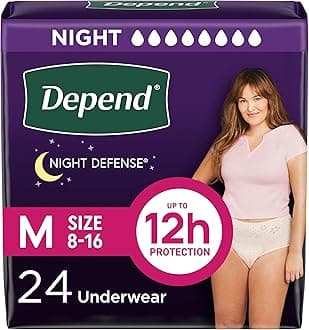 Depend Night Defense Adult Incontinence Underwear for Women, Disposable, Overnight, Medium, Blush, 24 Count, Packaging May Vary