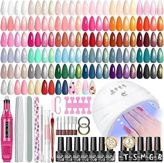 PEACECOLOR 53PC Gel Nail Polish Kit with U V Light and Drill 35 Colors Soak Off Gel Polish with Matte Glitter Glossy Top Base Coat Art Manicure Complete Nail Polish Kit Gifts for Women