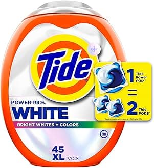 Power PODS White Laundry Detergent Pacs, 45 Count, Brilliant Whitening + Color Protect