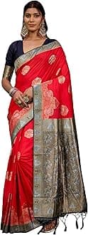 Women's Ready to Wear Banarasi Art Silk One Minute Pre Pleated Indian Saree With Unstiched Blouse