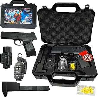 Kids Police Toy Set with Accessories, Gun with Laser, Suitcase Styled Hard BB Bullets Toy, Battle Ground Gun Brief Case Random Design