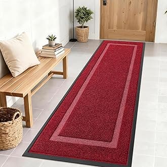 OLANLY Front Door Mat Indoor Outdoor Entrance, Waterproof All-Season, All-Weather Doormat, Sturdy Natural Rubber, Fade Resistant, Low Profile, Easy Clean Patio Porch Entryway Mat, 71x24, Wine Red