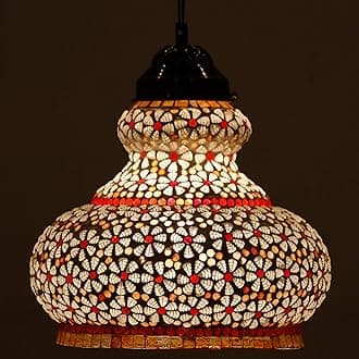 Earthenmetal surahi Shaped Decorated Multicolour Glass Hanging Light(Corded Electric)