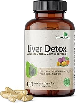 Futurebiotics Liver Detox Advanced Detox & Cleanse Formula Supports Healthy Liver Function with Milk Thistle, Dandelion Root, Turmeric Artichoke Leaf, & More, Non-GMO, 180 Vegetarian Capsules