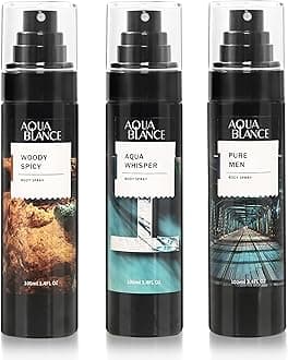 Body Spray for Men, Pack of 3, Each 3.4 Fl Oz, Total 10.2 Fl Oz, Deodorant for Men Refreshing Fragrance Mist