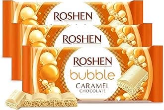 Aerated Bubble Chocolate Bar, White Chocolate with Rich Caramel Taste, 2.82 oz (Pack of 3) Light, Fluffy, Melt-in-Your-Mouth Experience, Kosher Dairy, Halal