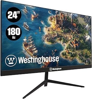 Westinghouse 24 Inch Flat Gaming Monitor, 180Hz, 1ms, AMD FreeSync Support, Low Motion Blur, 1080p Full HD IPS Display, for Office, PC & Console Games, Built in Speakers, 1x DisplayPort, 2X HDMI