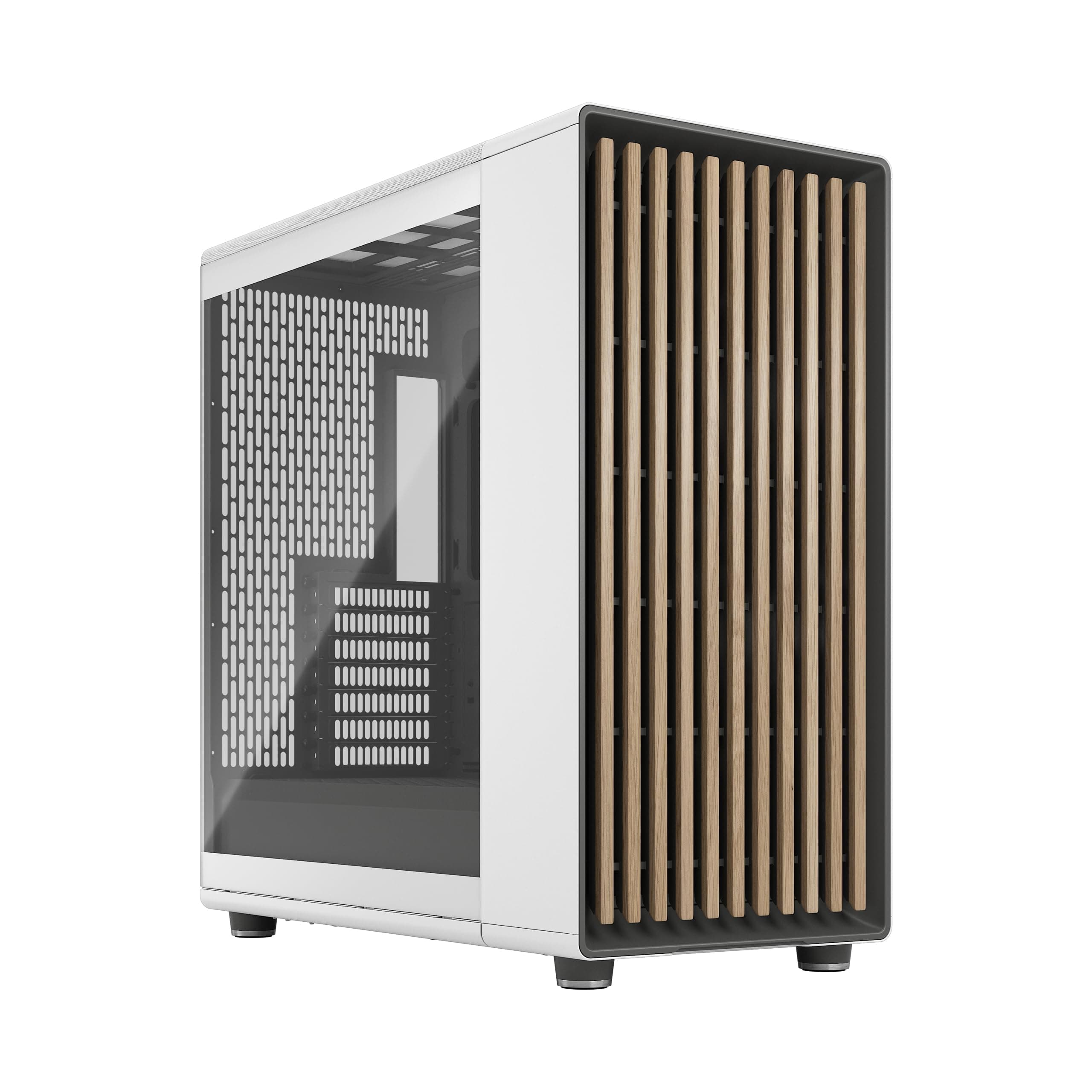 North XL Chalk White Mid Tower PC Case– Clear Tempered Glass, Oak Wood, High Airflow E-ATX Chassis, USB Type-C, 3x140mm PWM Fans, Liquid Cooling Support Gaming Cabinet (FD-C-NOR1X-04)